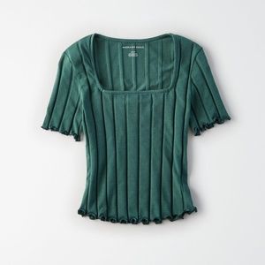 American Eagle Green Square Neck Tee